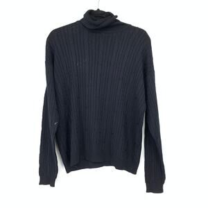 Barry Bricken Silk Turtleneck Long Sleeve Sweater Womens Size Medium Black